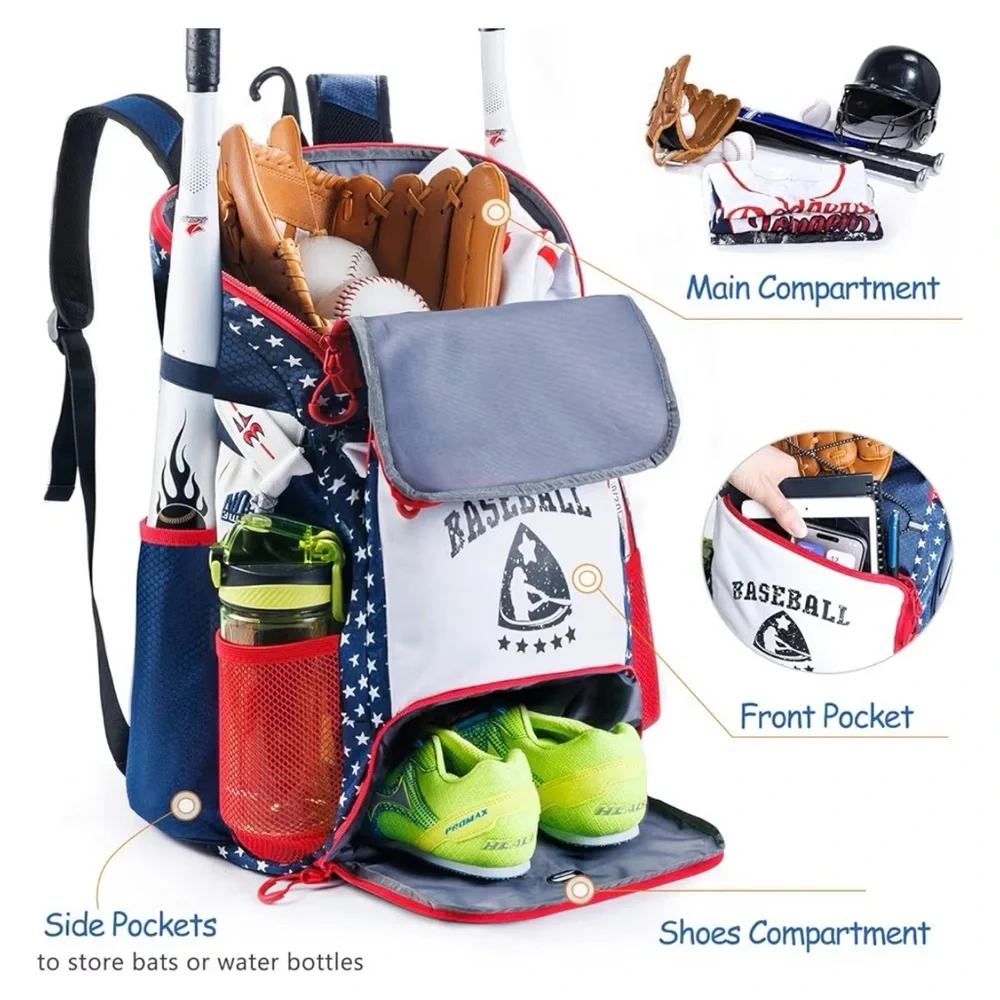 Boys USA Red,White, and Blue Baseball Bag